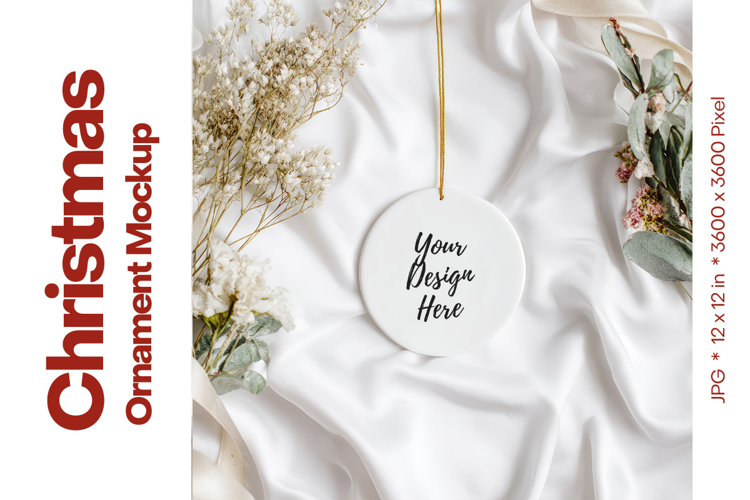 Christmas Ornament Mockup, Round White Ceramic Ornament_30