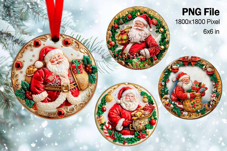 Santa Claus Christmas Ornament Snow Decorate Sublimation_33