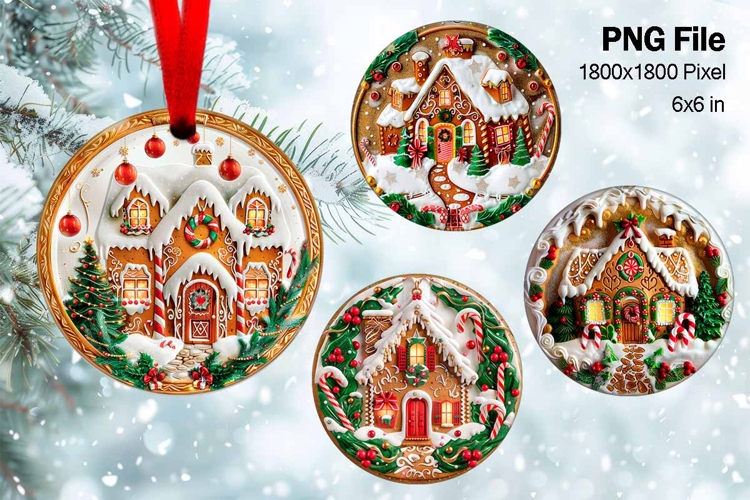 Christmas House Ornament Watercolor Snow House Decorate_34