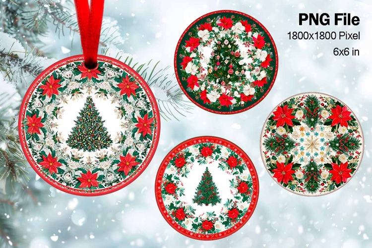 Christmas Tree Ornament Round Circle Decorate Sublimation_35