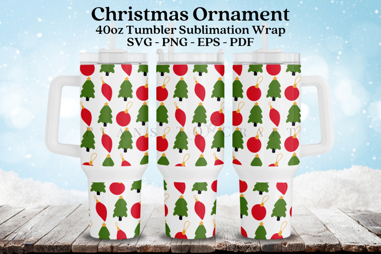 Christmas Ornament 40oz Tumbler Sublimation Wrap SVG