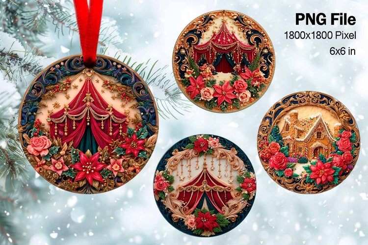 Christmas House Ornament Watercolor Snow House Decorate_46