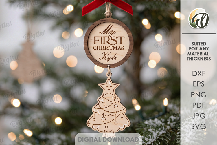 Baby's First Christmas Ornament Laser Cut. Christmas SVG
