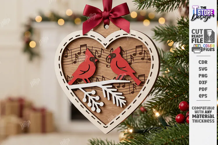 Musical Notes Christmas Ornament Laser Cut | Hanging Decor