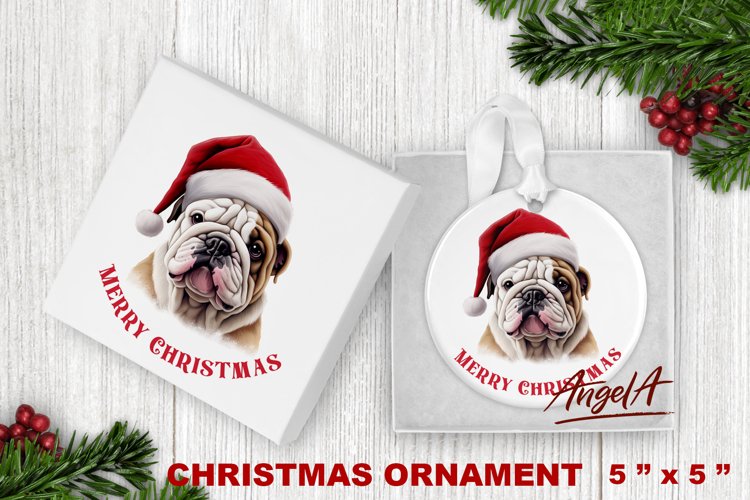 round christmas dog ornament PNG / Christmas dog sublimation