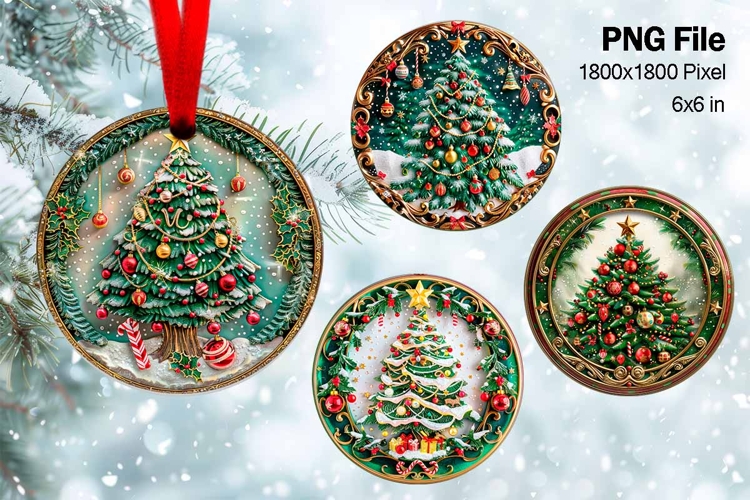 Christmas Tree Ornament Round Circle Decorate Sublimation_50
