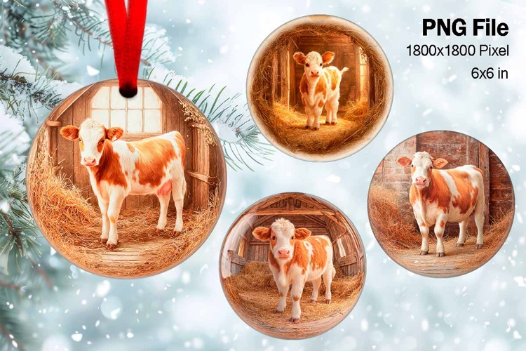 Nativity Scene Christmas Ornament Round Circle Jesus Baby_59