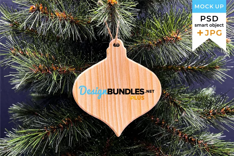 Christmas ornament Mockup | Wooden ornament mockup