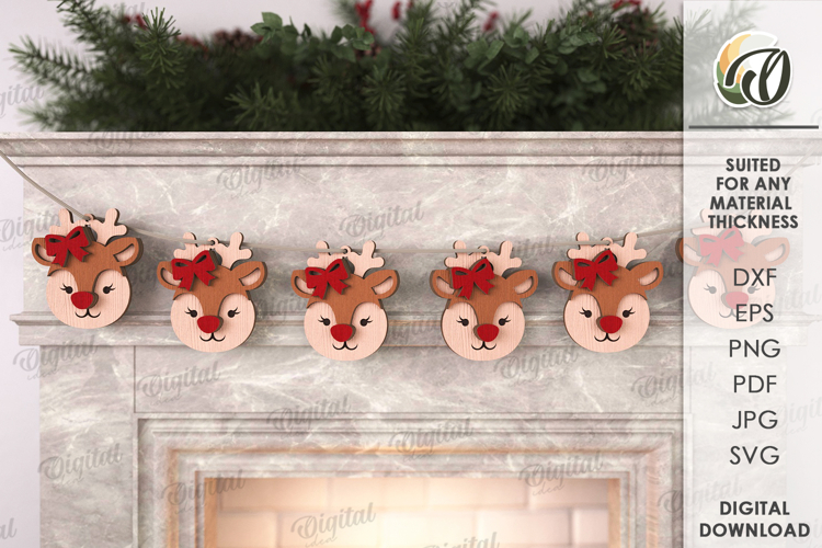 Christmas Ornament Laser Cut. Christmas Garland SVG