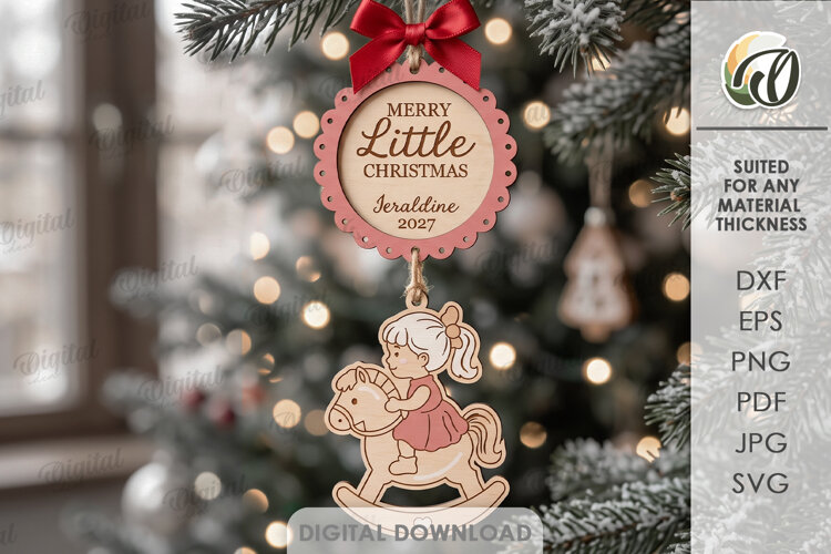 Baby's First Christmas Ornament Laser Cut. Christmas SVG example image 1