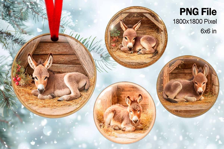 Nativity Scene Christmas Ornament Round Circle Jesus Baby_60