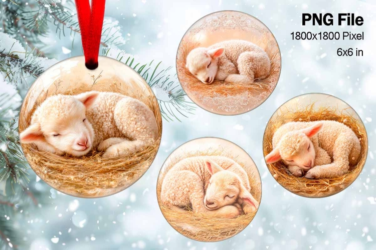 Nativity Scene Christmas Ornament Round Circle Jesus Baby_61
