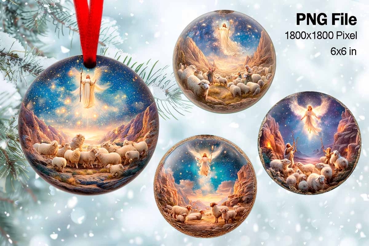 Nativity Scene Christmas Ornament Round Circle Jesus Baby_63