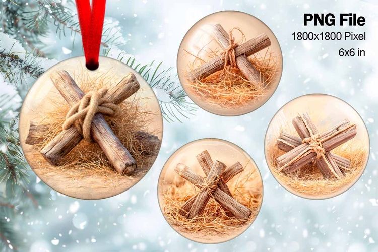 Nativity Scene Christmas Ornament Round Circle Jesus Baby_66