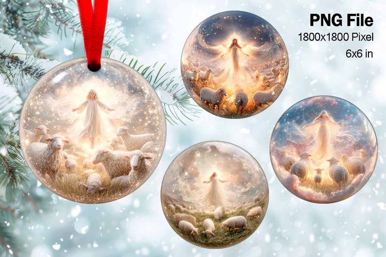 Nativity Scene Christmas Ornament Round Circle Jesus Baby_79
