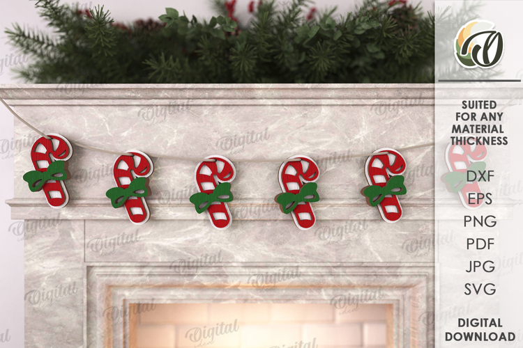 Christmas Ornament Laser Cut. Christmas Garland SVG