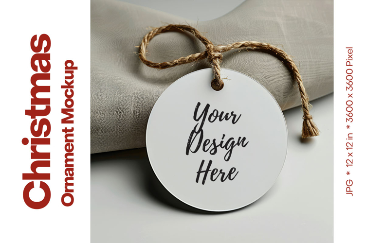 Christmas Ornament Mockup, Round White Ceramic Ornament_86