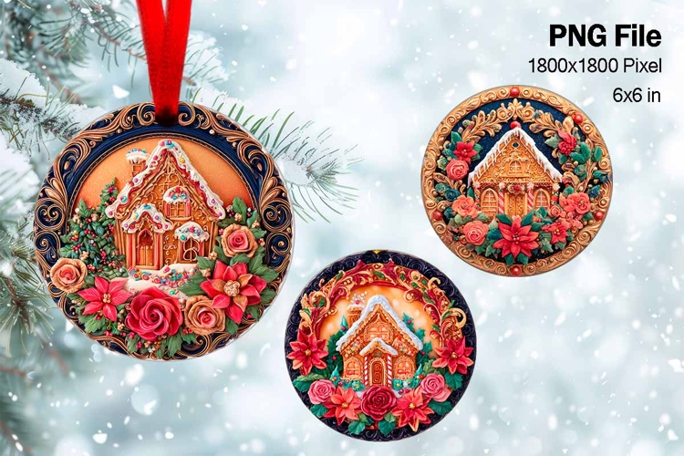 Christmas House Ornament Watercolor Snow House Decorate_87