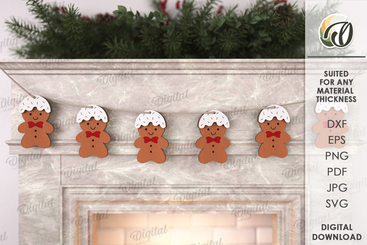 Christmas Ornament Laser Cut. Christmas Garland SVG