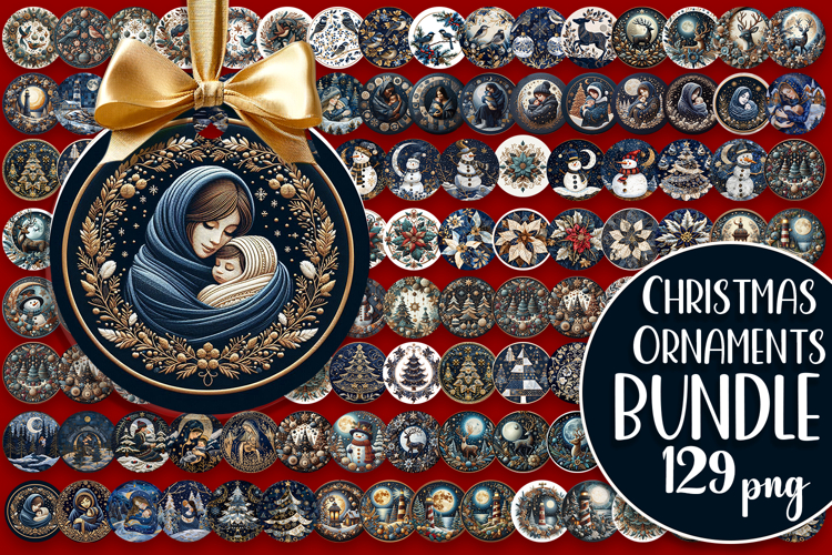 Mega Christmas patchwork Sublimation ornament PNG Bundle