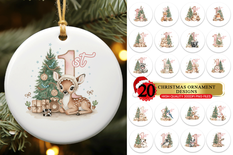 20 Babys First Christmas Ornament PNG Sublimation Bundle