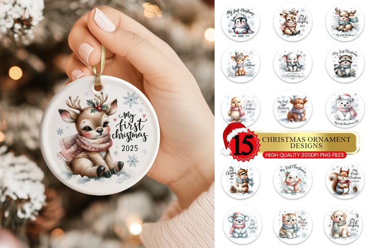 My First Christmas 2025 Ornament PNG Bundle