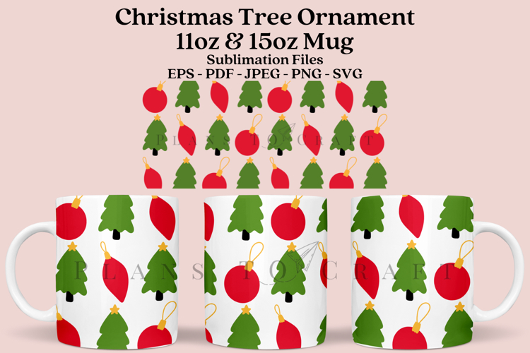 Christmas Ornament Mug Sublimation Wrap SVG