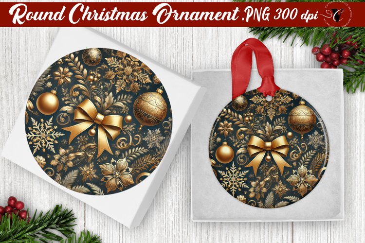 Gold Christmas Ornament Clipart Image 7