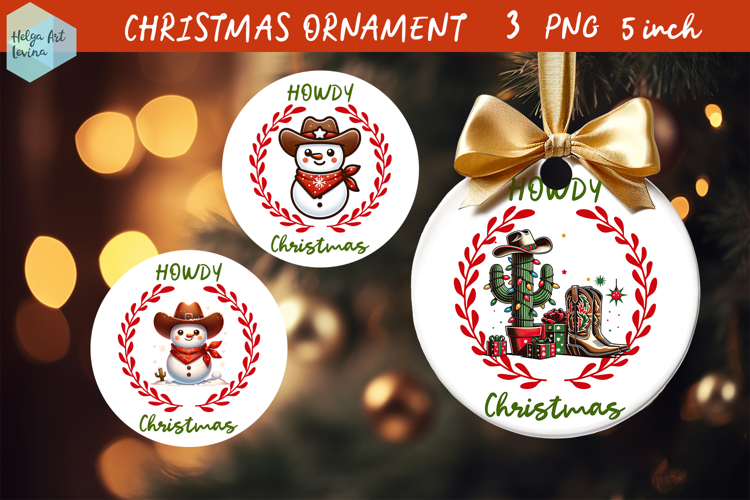 Cowboy Christmas Ornaments Sublimation