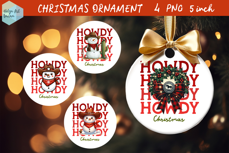 Cowboy Christmas Ornaments Sublimation