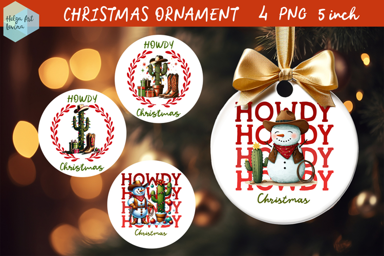 Cowboy Christmas Ornaments Sublimation