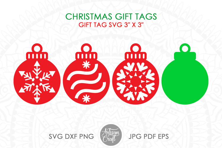 Christmas ornament gift tag SVG cut file, Paper craft