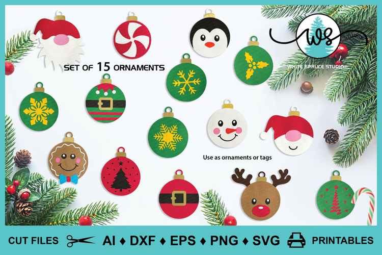 Christmas Ornament Gift Tag SVG Cut Files