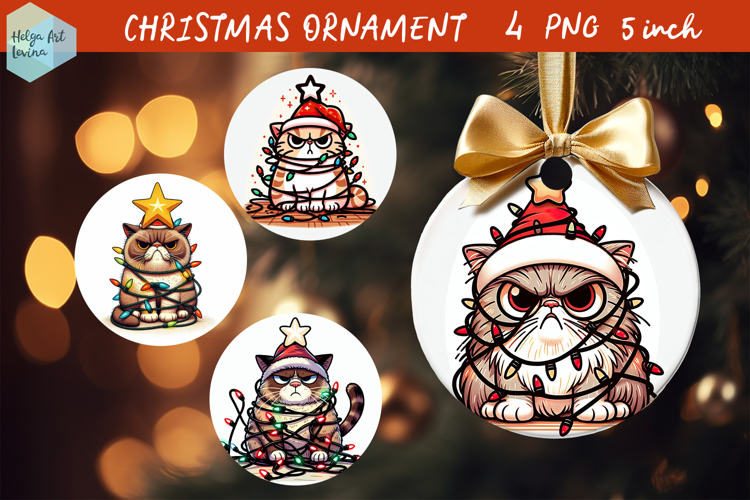 Christmas Ornaments grumpy cat PNG