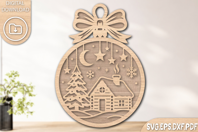 Christmas Ornament House Laser Cut SVG Design