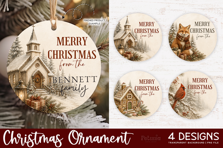 Vintage Christmas Ornament | Round Christmas Ornaments PNG