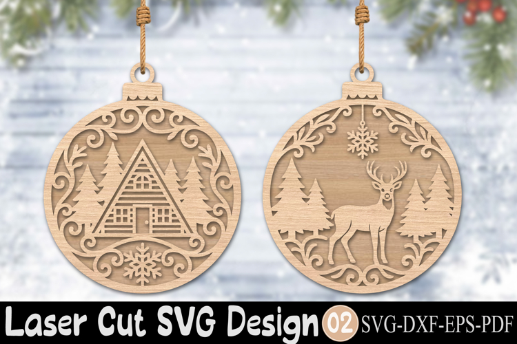 Christmas Ornament Laser Cut File SVG example image 1