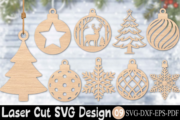 Christmas Ornament Laser Cut File SVG Bundle example image 1