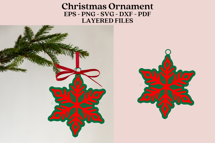 Snowflake Christmas Ornament Laser Cut Files SVG PNG DXF EPS