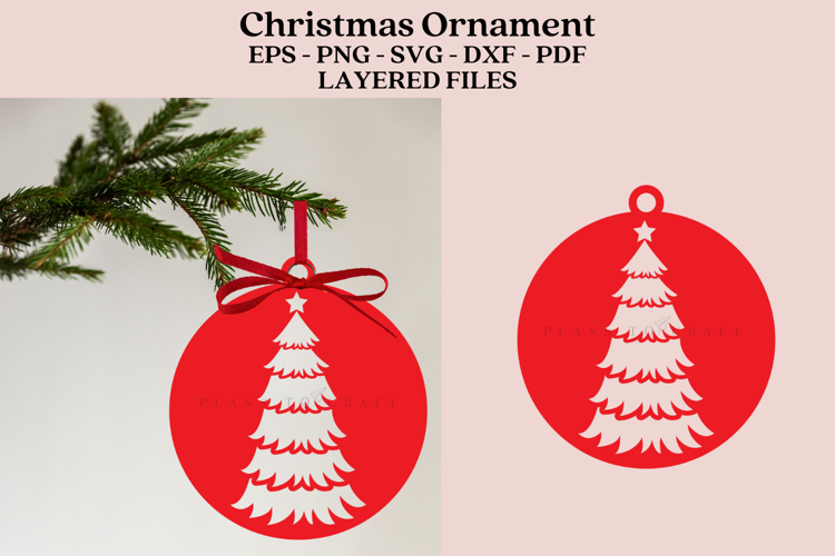 Christmas Tree Ornament Laser Cut File SVG PNG DXF EPS PDF