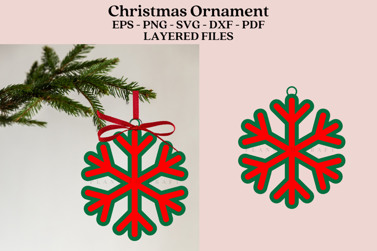 Snowflake Christmas Ornament Laser Cut Files SVG PNG DXF EPS