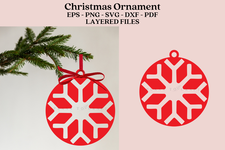Snowflake Christmas Ornament Laser Cut File SVG PNG DXF EPS
