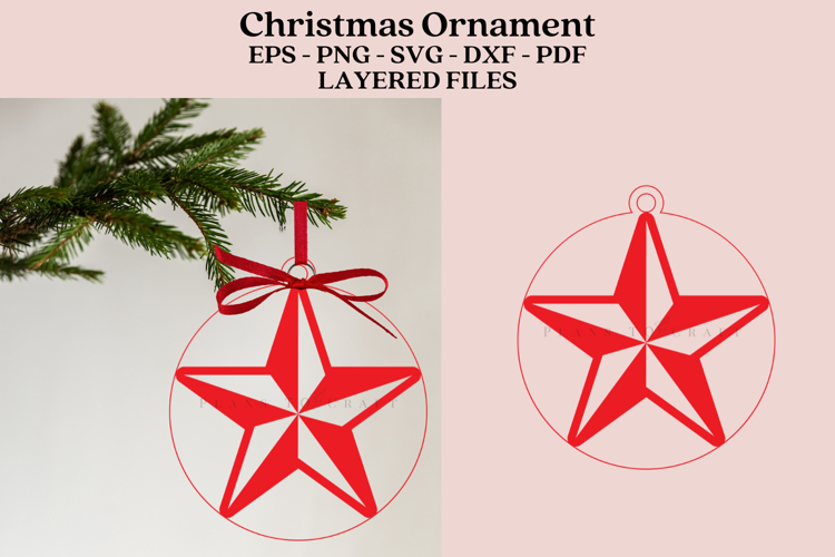 Stars Christmas Ornament Laser Cut File SVG PNG DXF EPS PDF