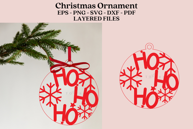 Ho Ho Christmas Ornament Laser Cut File SVG PNG DXF EPS PDF