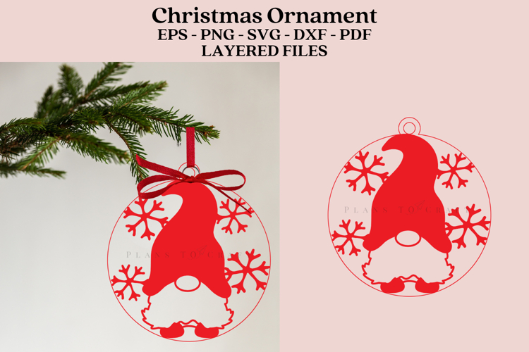Gnomes Christmas Ornament Laser Cut File SVG PNG DXF EPS PDF