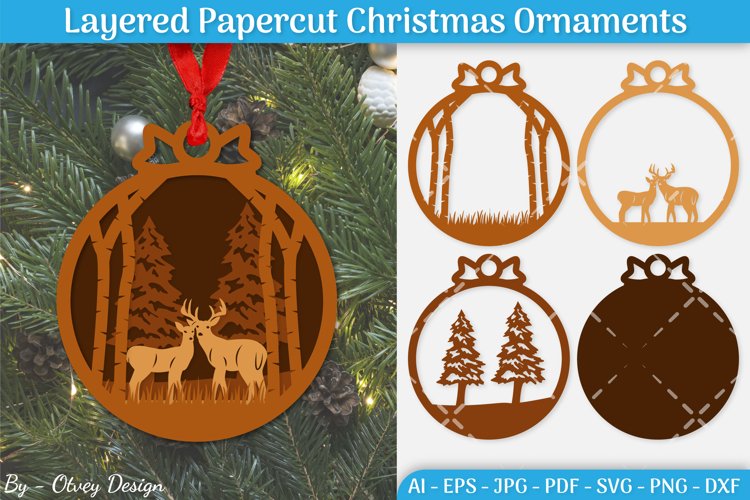 Christmas Multilayered Ornaments SVG example image 1