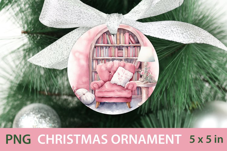 Round Christmas Ornament PNG, Christmas Cozy Home PNG