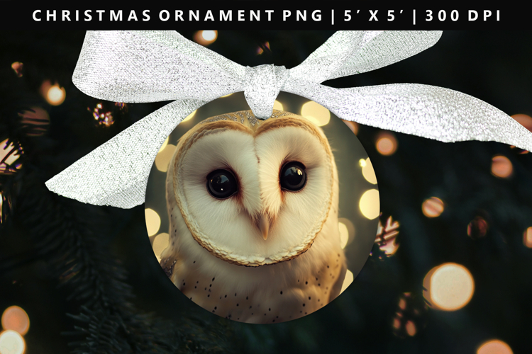 Owl Round Christmas Ornament Sublimation PNG