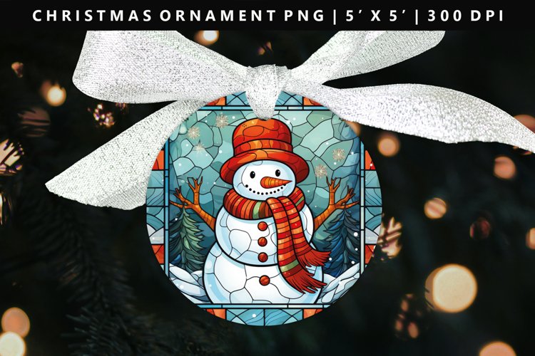 Snowman Round Christmas Ornament Sublimation PNG