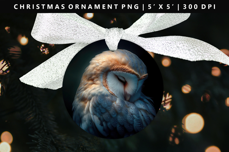 Owl Round Christmas Ornament Sublimation PNG
